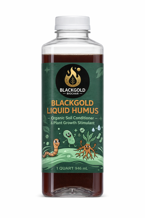 Bottle of Blackgold Liquid Humus on a white background